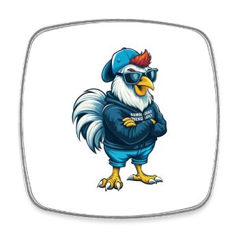 Hahn Cool Cartoon Figur Kawaii Clipart - Viereckiger Kühlschrankmagnet - Weiß - Vorne