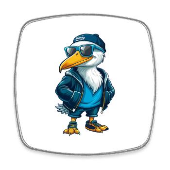 Pelikan Cool Cartoon Figur Kawaii Clipart - Viereckiger Kühlschrankmagnet - Weiß - Vorne