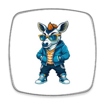 Okapi Coole Zeichentrickfigur Kawaii Clipart - Viereckiger Kühlschrankmagnet - Weiß - Vorne