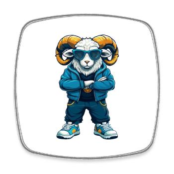 Ram Cool Cartoon Character Kawaii Clipart - Square fridge magnet - white - Front