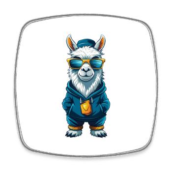 Lama Cool Cartoon Figur Kawaii Clipart - Viereckiger Kühlschrankmagnet - Weiß - Vorne
