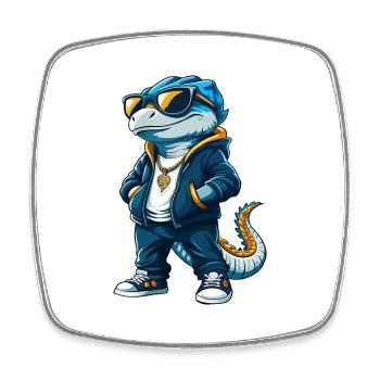Lizard Cool Cartoon Character Kawaii Clipart - Square fridge magnet - white - Front
