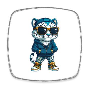 Leopard Cool Cartoon Figur Kawaii Clipart - Viereckiger Kühlschrankmagnet - Weiß - Vorne