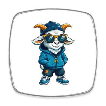 chèvre cool dessin animé personnage kawaii clipart - Magnet carré - blanc - Devant
