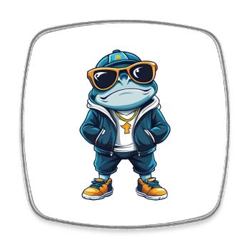 Frosch Cool Cartoon Figur Kawaii Clipart - Viereckiger Kühlschrankmagnet - Weiß - Vorne
