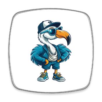 flamant rose cool personnage de dessin animé Kawaii Clipart - Magnet carré - blanc - Devant