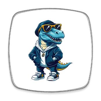 dinosaure cool personnage de dessin animé Kawaii Clipart - Magnet carré - blanc - Devant