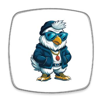 poulet cool personnage de dessin animé Kawaii Clipart - Magnet carré - blanc - Devant