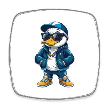 canard cool personnage de dessin animé Kawaii Clipart - Magnet carré - blanc - Devant