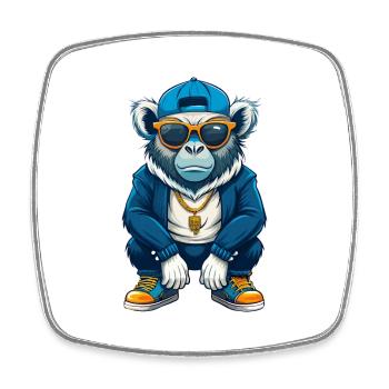 Baboon Cool Cartoon Character Kawaii Clipart - Square fridge magnet - white - Front