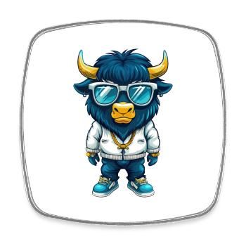 Buffalo Cool Cartoon Figur Kawaii Clipart - Viereckiger Kühlschrankmagnet - Weiß - Vorne