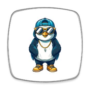 Penguin Cool Cartoon Character Kawaii Clipart - Square fridge magnet - white - Front