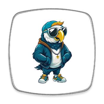 Papagei Cool Cartoon Figur Kawaii Clipart - Viereckiger Kühlschrankmagnet - Weiß - Vorne