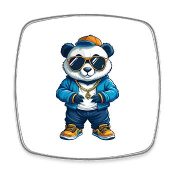 Panda Cool Dessin Animé Personnage Kawaii Clipart - Magnet carré - blanc - Devant