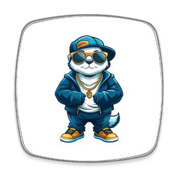 loutre cool personnage de dessin animé Kawaii Clipart - Magnet carré - blanc - Devant