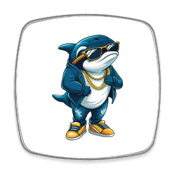 Orca Cool Cartoon Character Kawaii Clipart - Square fridge magnet - white - Front