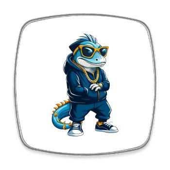 Iguana Cool Cartoon Character Kawaii Clipart - Square fridge magnet - white - Front