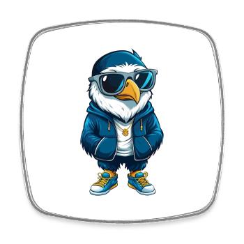 Hawk Cool Dessin animé Personnage Kawaii Clipart - Magnet carré - blanc - Devant