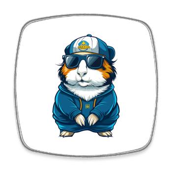 cochon d’Inde Cool personnage de dessin animé Kawaii Clipart - Magnet carré - blanc - Devant
