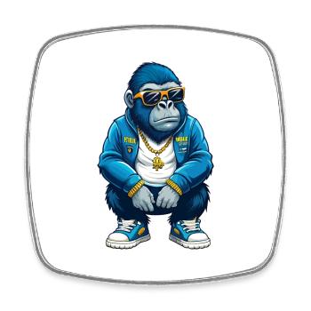 Gorilla Cool Cartoon Figur Kawaii Clipart - Viereckiger Kühlschrankmagnet - Weiß - Vorne