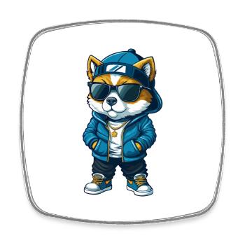 Dog Cool Cartoon Character Kawaii Clipart - Square fridge magnet - white - Front