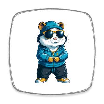 Hamster Cool Cartoon Figur Kawaii Clipart - Viereckiger Kühlschrankmagnet - Weiß - Vorne