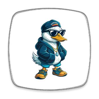 Gans Cool Cartoon Figur Kawaii Clipart - Viereckiger Kühlschrankmagnet - Weiß - Vorne