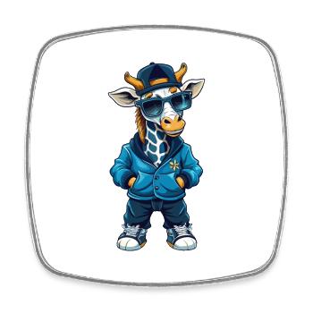 Giraffe Cool Cartoon Figur Kawaii Clipart - Viereckiger Kühlschrankmagnet - Weiß - Vorne