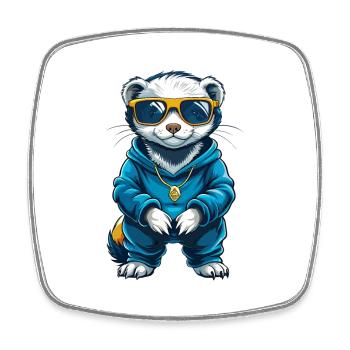Ferret Cool Cartoon Character Kawaii Clipart - Square fridge magnet - white - Front