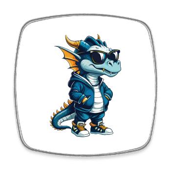 Drache Cool Cartoon Figur Kawaii Clipart - Viereckiger Kühlschrankmagnet - Weiß - Vorne