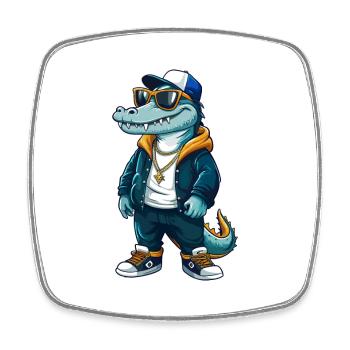 crocodile cool personnage de dessin animé Kawaii Clipart - Magnet carré - blanc - Devant