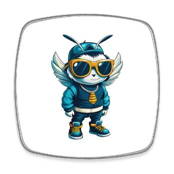 abeille cool personnage de dessin animé Kawaii Clipart - Magnet carré - blanc - Devant