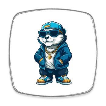 Biber Cool Cartoon Figur Kawaii Clipart - Viereckiger Kühlschrankmagnet - Weiß - Vorne