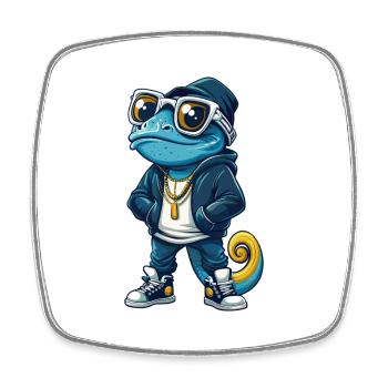 Chameleon Cool Cartoon Character Kawaii Clipart - Square fridge magnet - white - Front