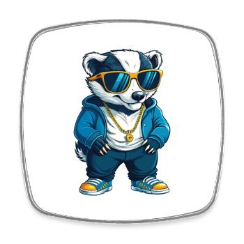 blaireau cool personnage de dessin animé Kawaii Clipart - Magnet carré - blanc - Devant