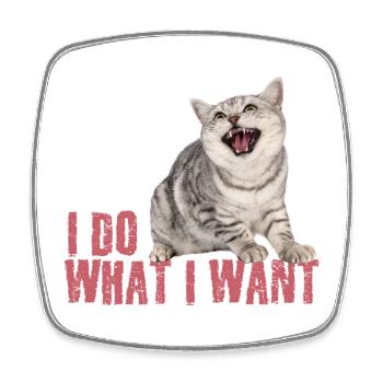 Cat I Do What I Want - Square fridge magnet - white - Front