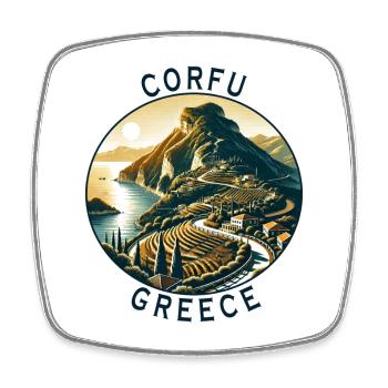 Korfu Griechenland Insel Design - Viereckiger Kühlschrankmagnet - Weiß - Vorne