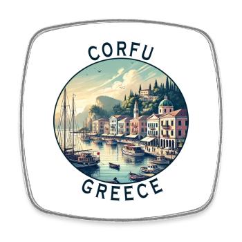 Korfu Griechenland Reise Design - Viereckiger Kühlschrankmagnet - Weiß - Vorne