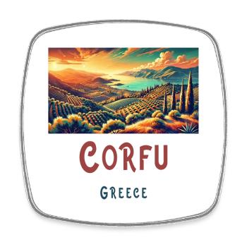 Korfu Griechenland Landschaft Design - Viereckiger Kühlschrankmagnet - Weiß - Vorne