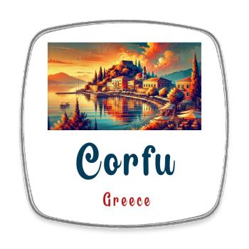 Korfu Griechenland Heimat Design - Viereckiger Kühlschrankmagnet - Weiß - Vorne