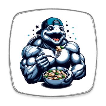 Cadeau Pelmeni Power Turtle - Magnet carré - blanc - Devant