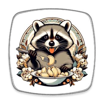 Vareniki Raccoon Cute Gift - Square fridge magnet - white - Front