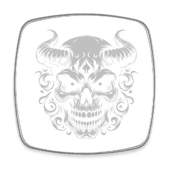 Demonic Horn Skull Ornament - Square fridge magnet - white - Front