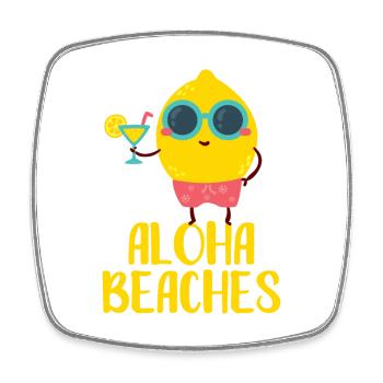 Coole Zitrone Aloha Beaches Strandurlaub - Viereckiger Kühlschrankmagnet - Weiß - Vorne