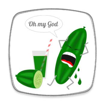 Humorous cucumber design with scream - Square fridge magnet - white - Front