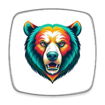 Bär Niedliches Kawaii Cartoon Clipart Tier Gesicht - Viereckiger Kühlschrankmagnet - Weiß - Vorne