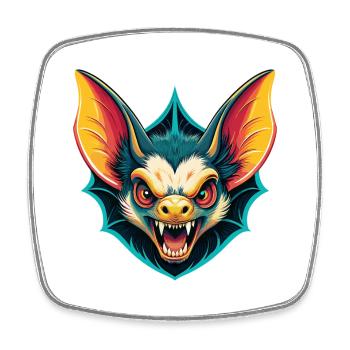 Fledermaus Niedlich Kawaii Cartoon Clipart Tier Gesicht - Viereckiger Kühlschrankmagnet - Weiß - Vorne