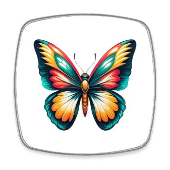 Butterfly Cute Kawaii Cartoon Clipart Animal Face - Square fridge magnet - white - Front