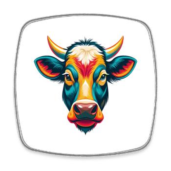 vache mignon kawaii dessin animé clipart visage d’animal - Magnet carré - blanc - Devant