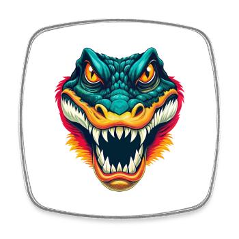 Crocodile Mignon Kawaii Dessin Animé Clipart Visage D’animal - Magnet carré - blanc - Devant